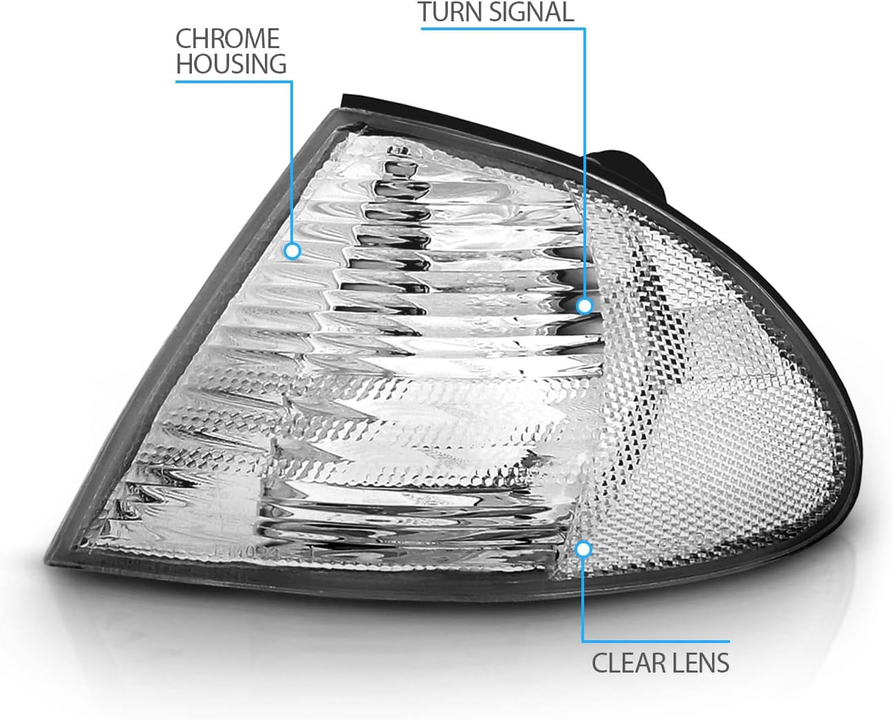 AmeriLite For 99-01 BMW E46 M3 4D Cornering Light Chrome Corner Signal Lamp Set - Passenger and Driver Side