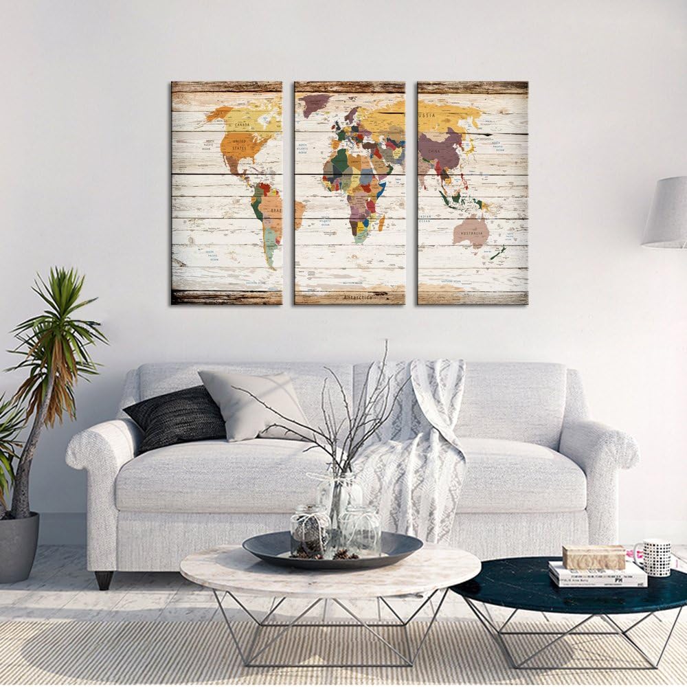 Exclusive Discount 80% Offer Visual Art Decor Large Vintage World Map Canvas Prints Atlas Framed Map Wall Decor Ready to Hang Modern Artwork For Living Room Office Wall Decoration (1)