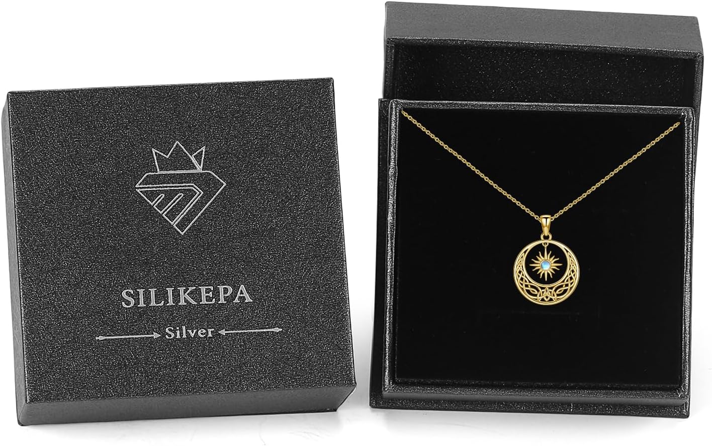 Sun and Moon Necklace for Women 925 Sterling Silver Sun and Moon Pendant Necklace Celtic Necklace with Moonstone Jewelry Gift for Women - Image 7