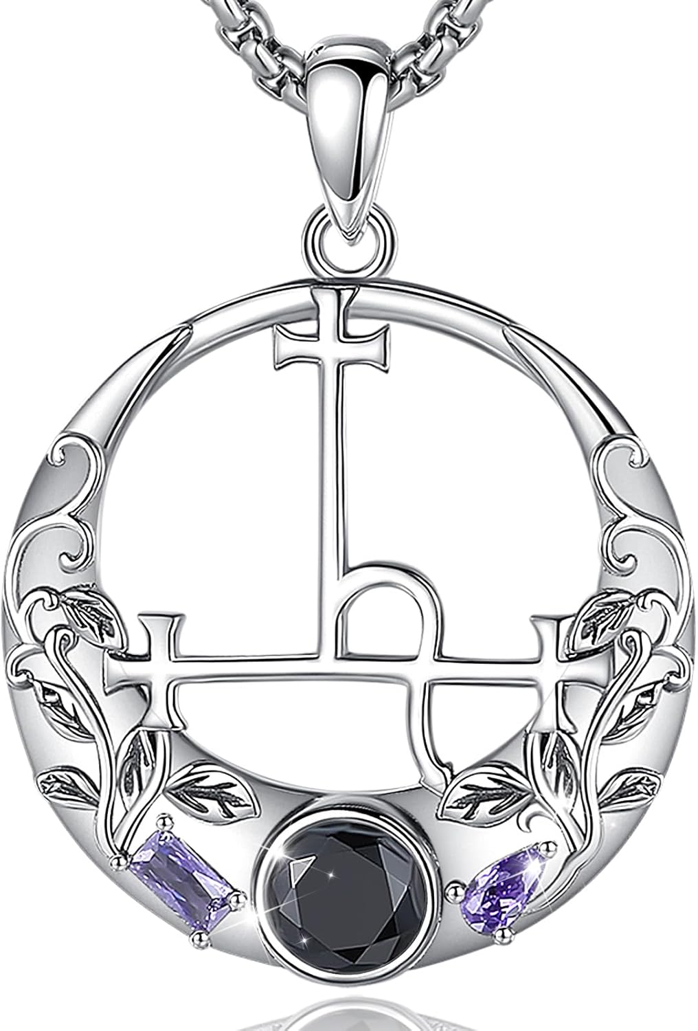 AEONSLOVE 925 Sterling Silver Lilith/Santa Muerte/Mushroom/Pentagram/Raven/Hecate/Italian Horn/Dragon and Phoenix Necklace Witchy Jewelry Gifts