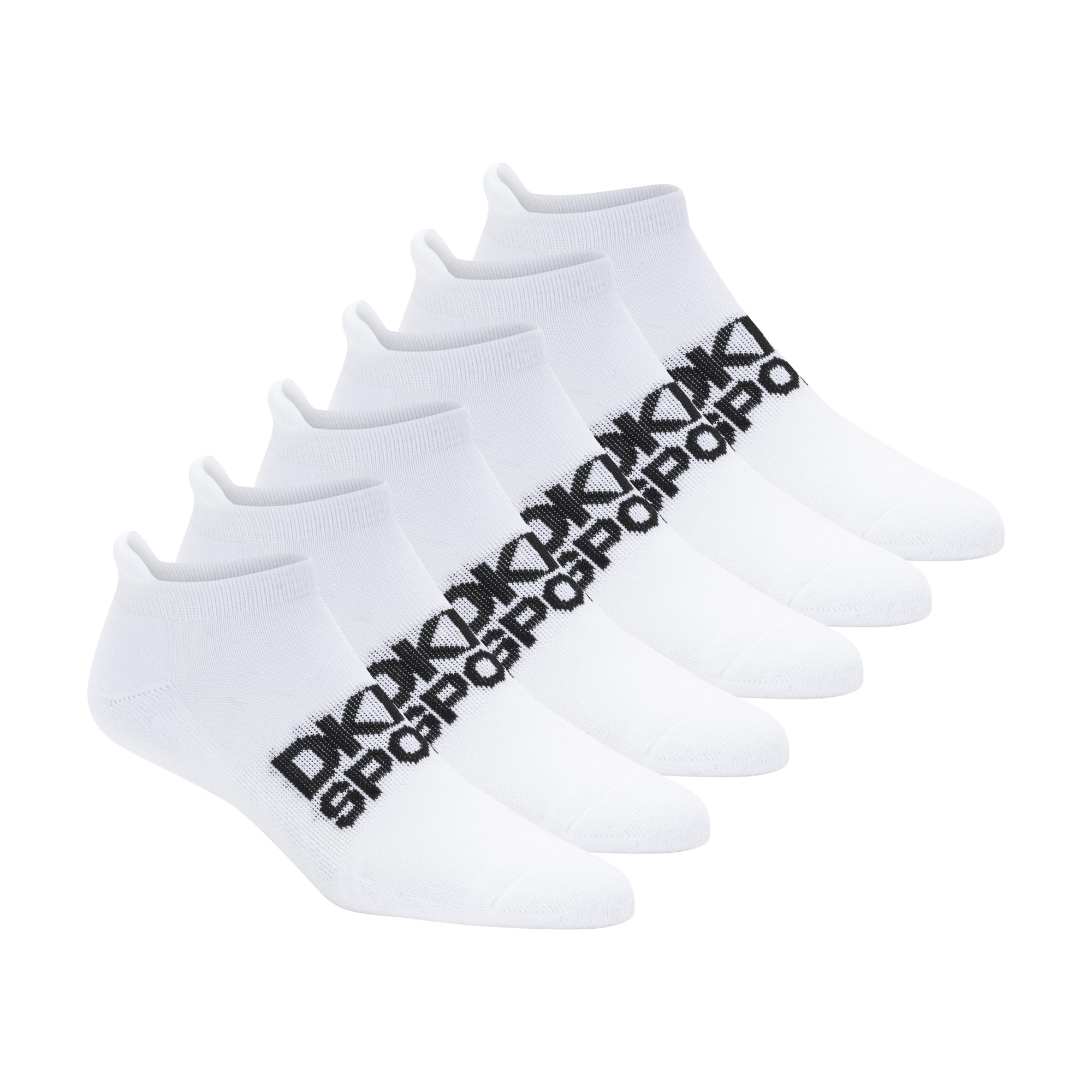 DKNY Women's 6 Pack Sport Cushion Low Cut Socks, White, 8-10 UK