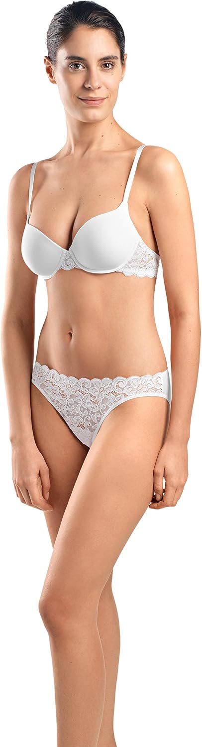 Hanro Women's Luxury Moments T-Shirt Bra 71466 – Underwire, Cotton & Lace, Adjustable Straps