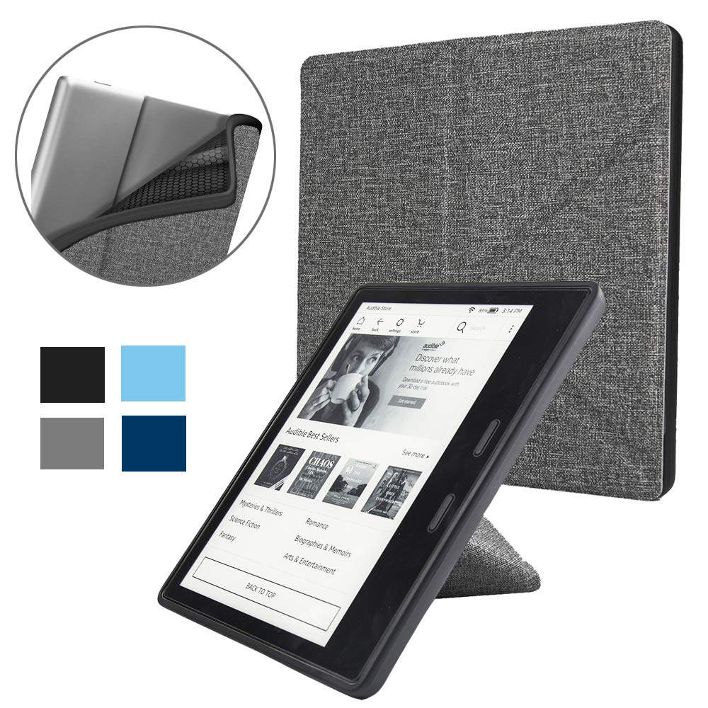 Kindle Oasis Case for All-New Kindle Oasis (10th and 9th Gen, 2019 and 2017 Release)- Slim Fit Stand Cover Support Hands Free Reading with Auto Wake Sleep,Gray