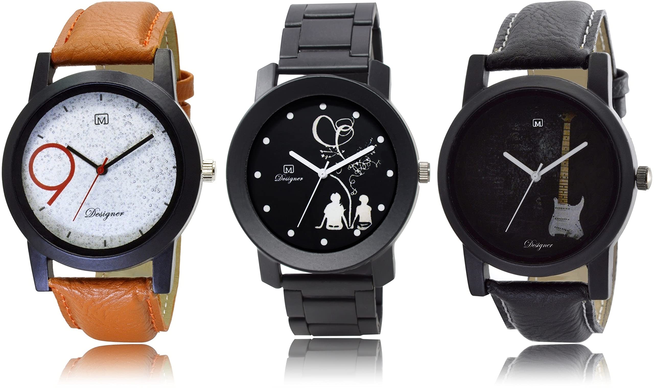 FEMEO Pack of 3 Superb New Combo Black&White Dial Watches for Man & Boys (B09KRWLMQJ) Amazon Price History, Amazon Price Tracker