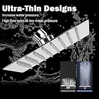 Vista 67 de NearMoon - Cabezal de regadera grande de acero inoxidable cuadrado de lujo en cascada, para instalar en el techo o la pared