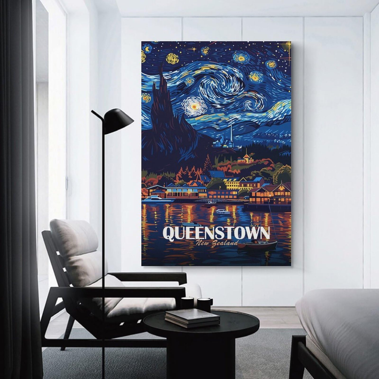 Junmoney Queenstown New Zealand Travel Decorative Canvas Print 24x36inch(60x90cm), for Corridors, Hallways Or Apartment Entries, Decorative Wall Art for Narrow Spaces