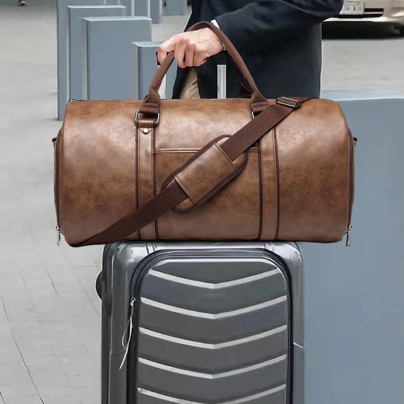 Torba marynarska, skórzana torba na garnitur, duża torba na garnitur z | przegródką na buty, wielofunkcyjny bagaż podróżny na wakacje w podróży służbowej, przenośna torba dla mężczyzn i kobiet