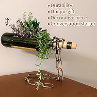 Vista 3 de TBWHL Soporte mágico para botellas de vino, cadena de eslabones de acero flotante, soporte para botellas de vino, sostiene botellas en el aire