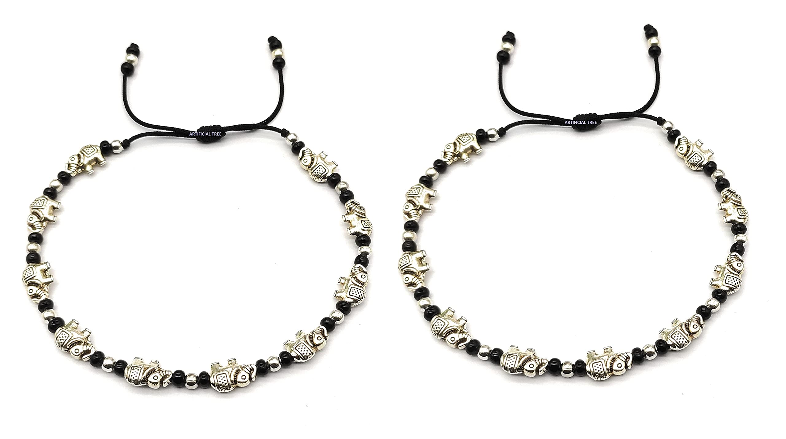 ARTIFICIAL TREE German Silver ELEPHANT Charms Black Thread Adjustable Nazariya Anklets | Nazar Battu | for Women and Girls (AT ANK 064) (B0C4G45QNZ) Amazon Price History, Amazon Price Tracker