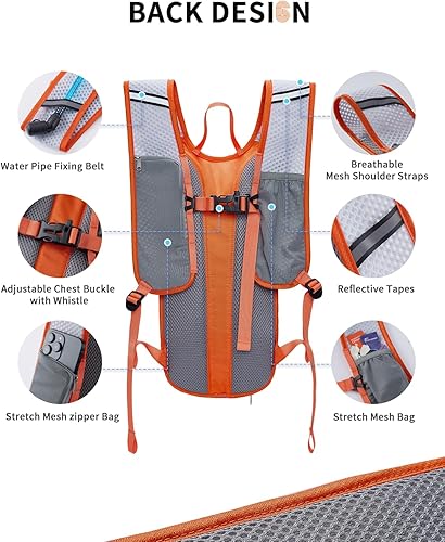 Miniatura 3 de Blue Quartz Mochila de hidratación con bolsa de agua de 2 L, mochila de agua de senderismo para mujeres y hombres, mochila ligera de ciclismo con