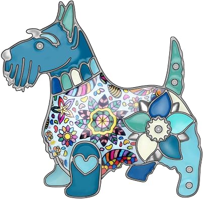 DUOWEI 6 Colors Cute Scottish Dog Brooch Pins Dress Clothes Jewelry Gifts Dog Collection for Women Girls