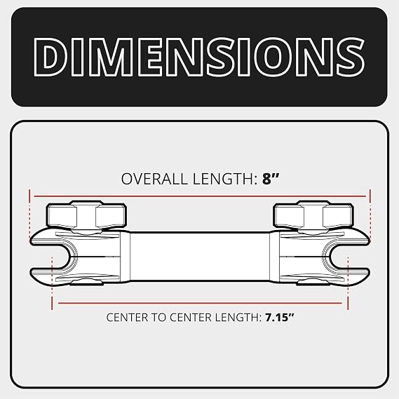 Tackform 8 Long 20mm Ball and Socket Arm DuraLock 20 Series Carbon Fiber Arm | Dual 20mm Sockets with Optional Anti-Theft Knobs | Black