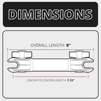 Tackform 8 Long 20mm Ball and Socket Arm DuraLock 20 Series Carbon Fiber Arm | Dual 20mm Sockets with Optional Anti-Theft Knobs | Black