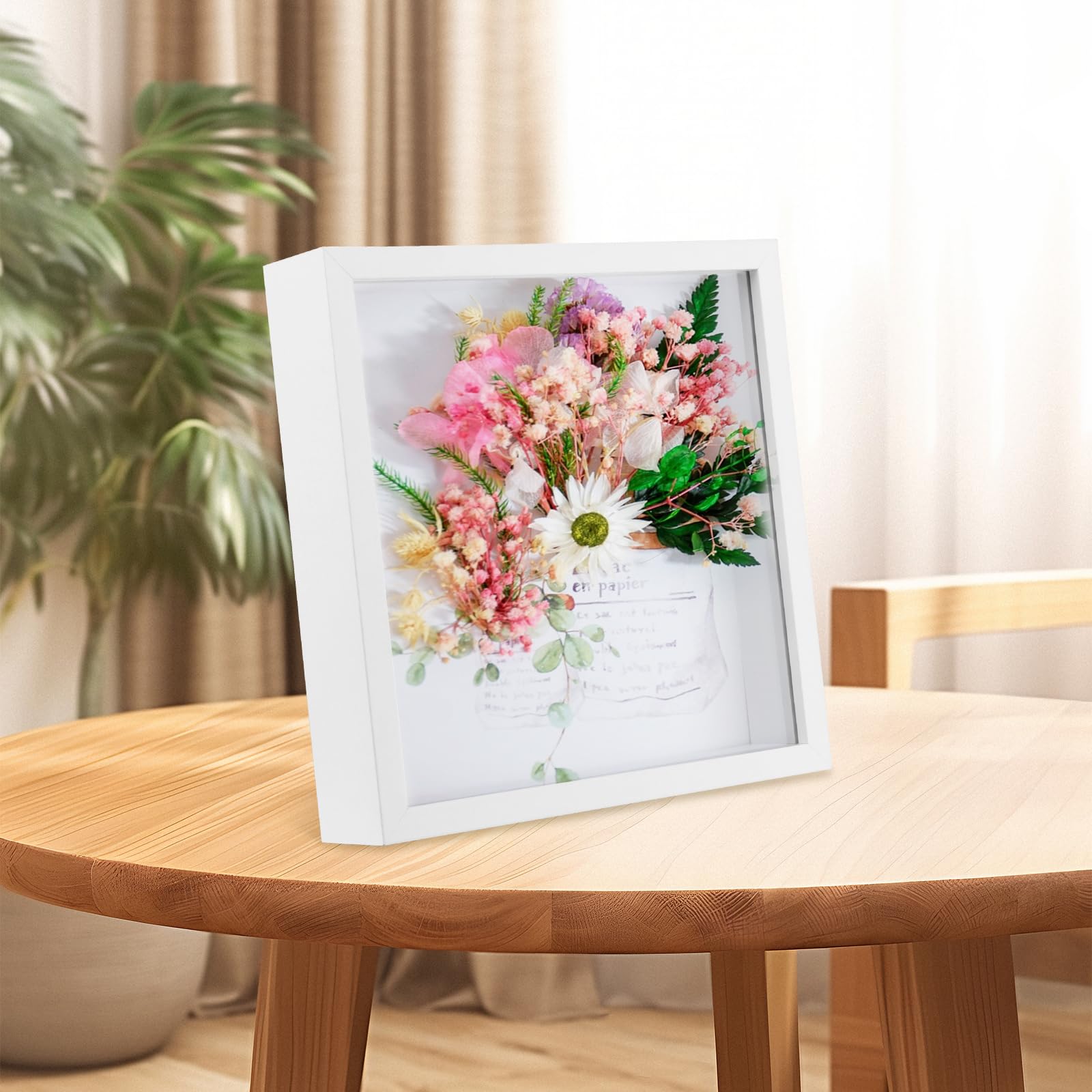 NVIYAM Marcos con Profundidad, 20 x 20 cm Marcos de Fotos 3D, Marco de Madera Profundo para Rellenar 3D para Fotos, Flores, Recuerdos, Manualidades, Souvenirs, Recuerdos de Bodas, Blanco