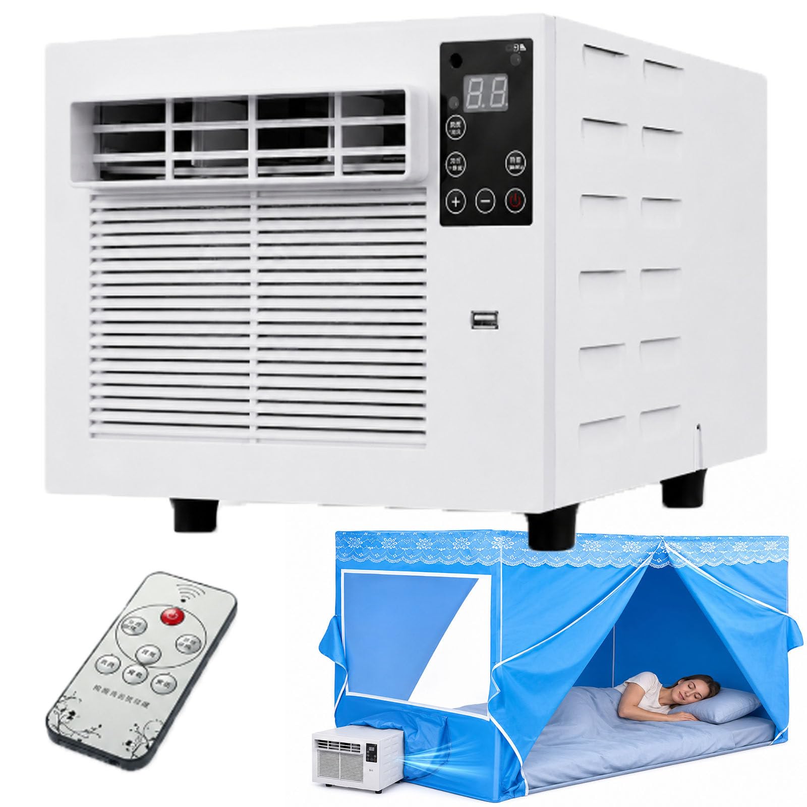 smafoseedding 280w Portable Air Conditioner For Overnight Camping, Mobile Tent Air Conditioner & Camping Ac Unit, 1876btu Dehumidify, Quiet Mode, Remote Timer, For Rv Camper Inverter AC