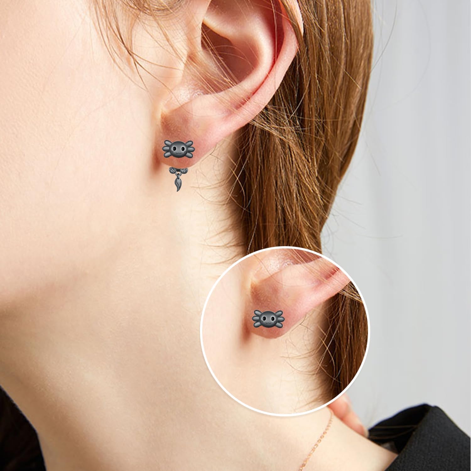 Axolotl Earrings 925 Sterling Silver Axolotl Stud Earrings Animal Axolotl Jewelry Gifts for Women - Image 5