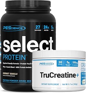PEScience Lean Mass Stack – Select Low Carb Whey + Casein Protein Powder & TruCreatine+ Creapure Creatine Monohydrate – Muscle Growth, Recovery & Strength Support – 27 Servings + 30 Servings