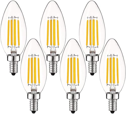 Miniatura 10 de LUXRITE Bombilla LED vintage de candelabro equivalente a 60 W, 550 lúmenes, 3000 K blanco suave, bombillas LED de araña de 5 W, regulables, vidrio