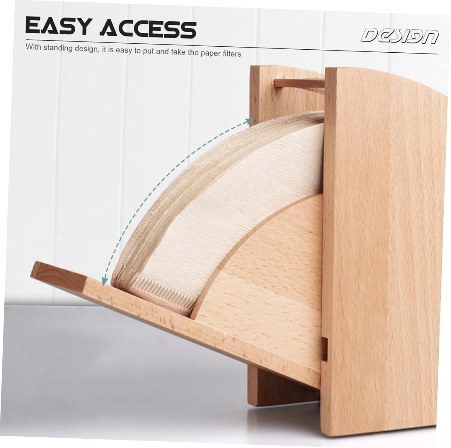 PRETYZOOM Wooden Sector Filter Holder Coffee Filters Holder Acrylic Cover Natural Design