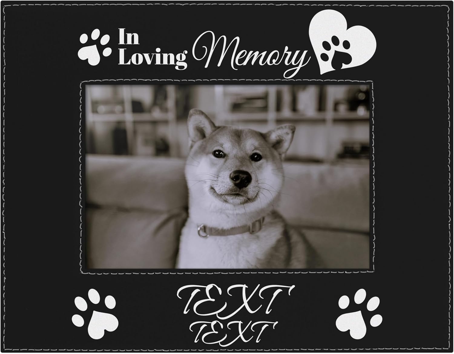 Loss Of Loved One Gifts In Loving Memory Pet Memorial Frame With Custom Text Personalized 4x6 Laser Engraved Leatherette Photo Frame Black