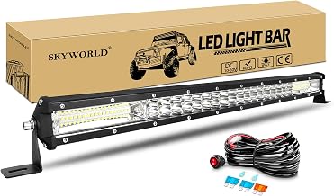 SKYWORLD 24 Inch 216W LED Bar with 12V Wiring Kit, 7D Slim LED Light Bars for Off Road Truck Car ATV SUV 4x4 Boat, Lamp Spotlight, LED Work Lights 6000K White | con Cableado, IP67 Impermeable, Largo Alcance Luz para Offroad Camion Tractor Quad SUV ATV UTV