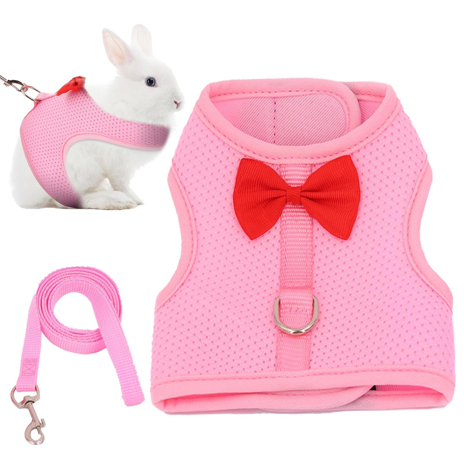 Rabbit Harness Set | Mesh Bunny Leashes Small Animal Harness,Vest Harness and Leashes, Escape Proof Lightweight Bunny Harness Set for Kittens