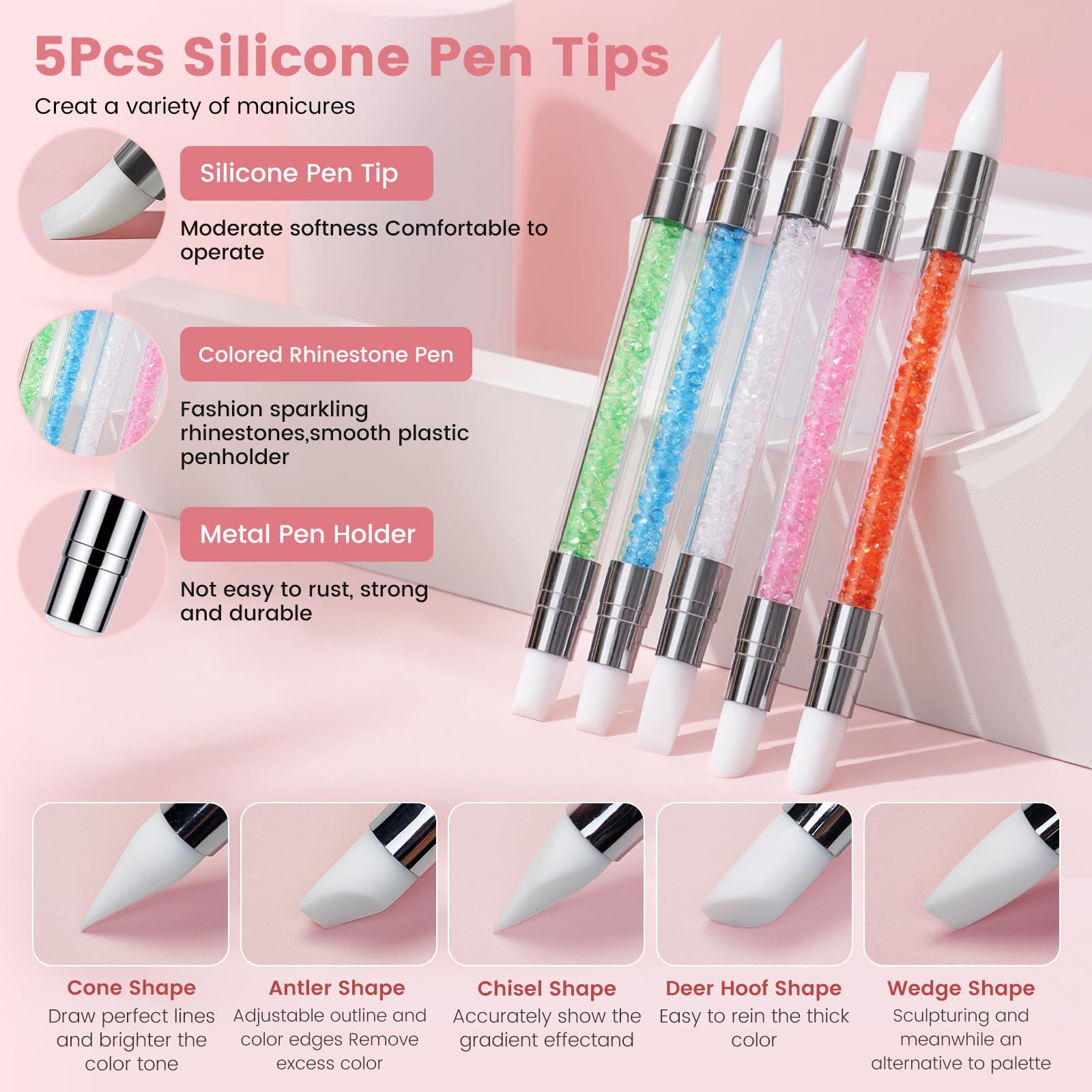Yokilly Set de Pinceles para Uñas: 31 Piezas Pincel Acrilico Uñas Cepillo Uñas - Pincel de Gel Semipermanente Acrilica Profesional Con 5 Piezas Pinceles de Silicona de Doble Cabeza Nail