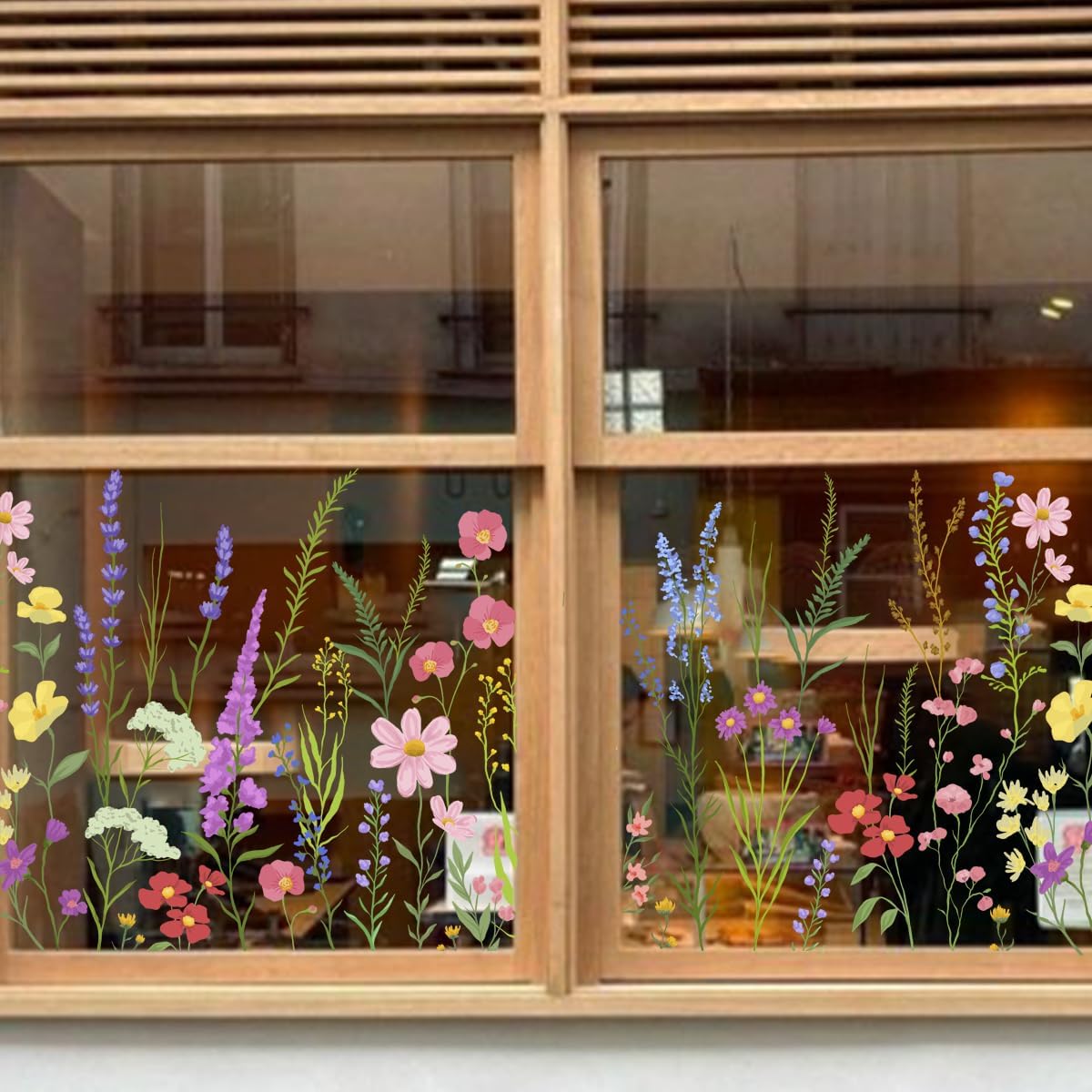 Wildflower Wall Stickers Decal - Watercolor Garden Floral Peel & Stick Waterproof Removable Wall Decals Decoration for Home Window Bedroom Living Room,30 cm x 60 cm
