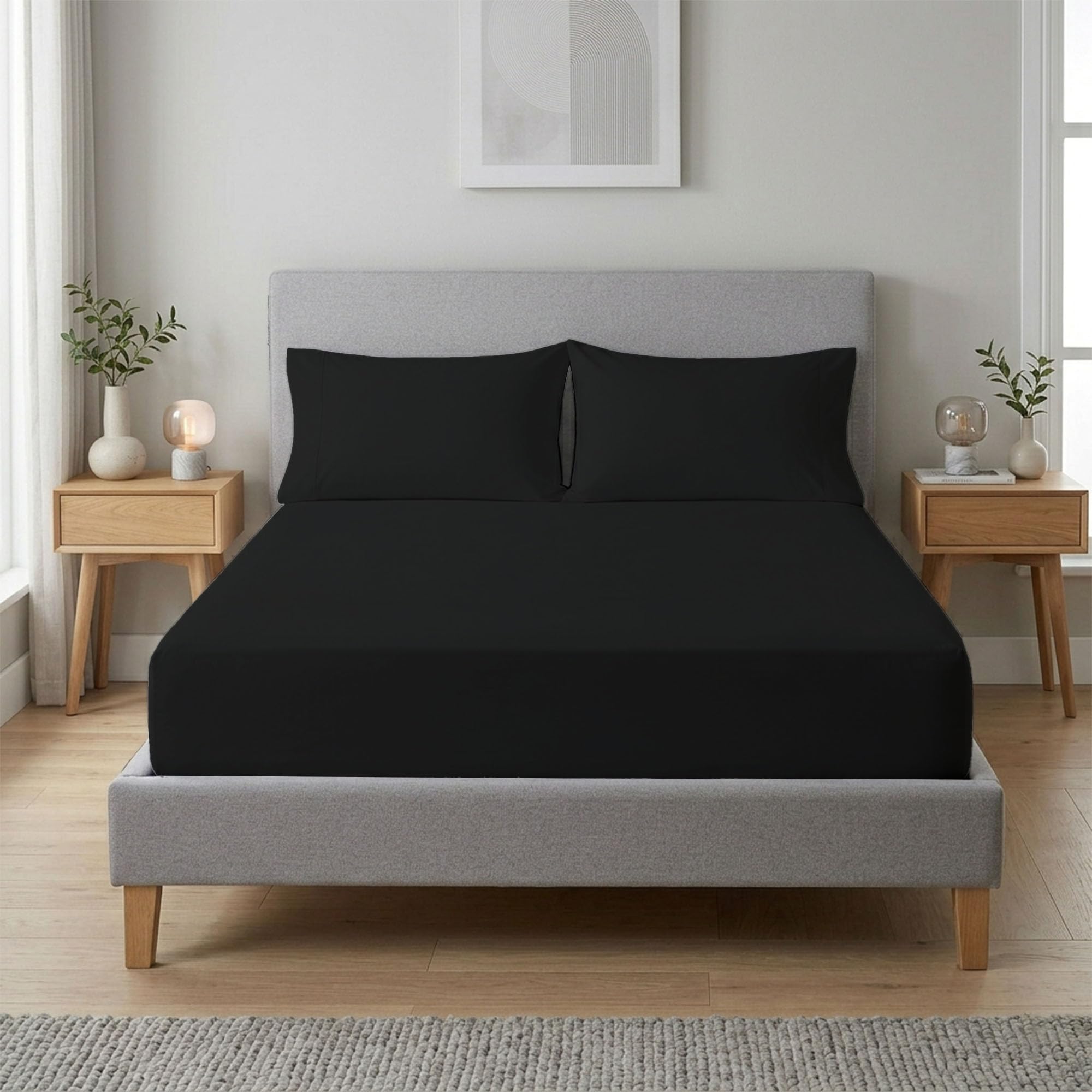 RELIANCE Bedding Luxury Single Fitted Sheet – 100% Egyptian Cotton, 400 Thread Count, 40cm Extra Deep Pocket, Hypoallergenic & Breathable, Soft & Durable 4FT Bed Sheet with Corner Elastic