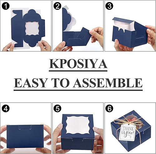 Miniatura 38 de KPOSIYA 120 cajas de panadería marrones con ventana, cajas individuales para cupcakes de 4 x 4 x 2.5 pulgadas, cajas de galletas de papel kraft