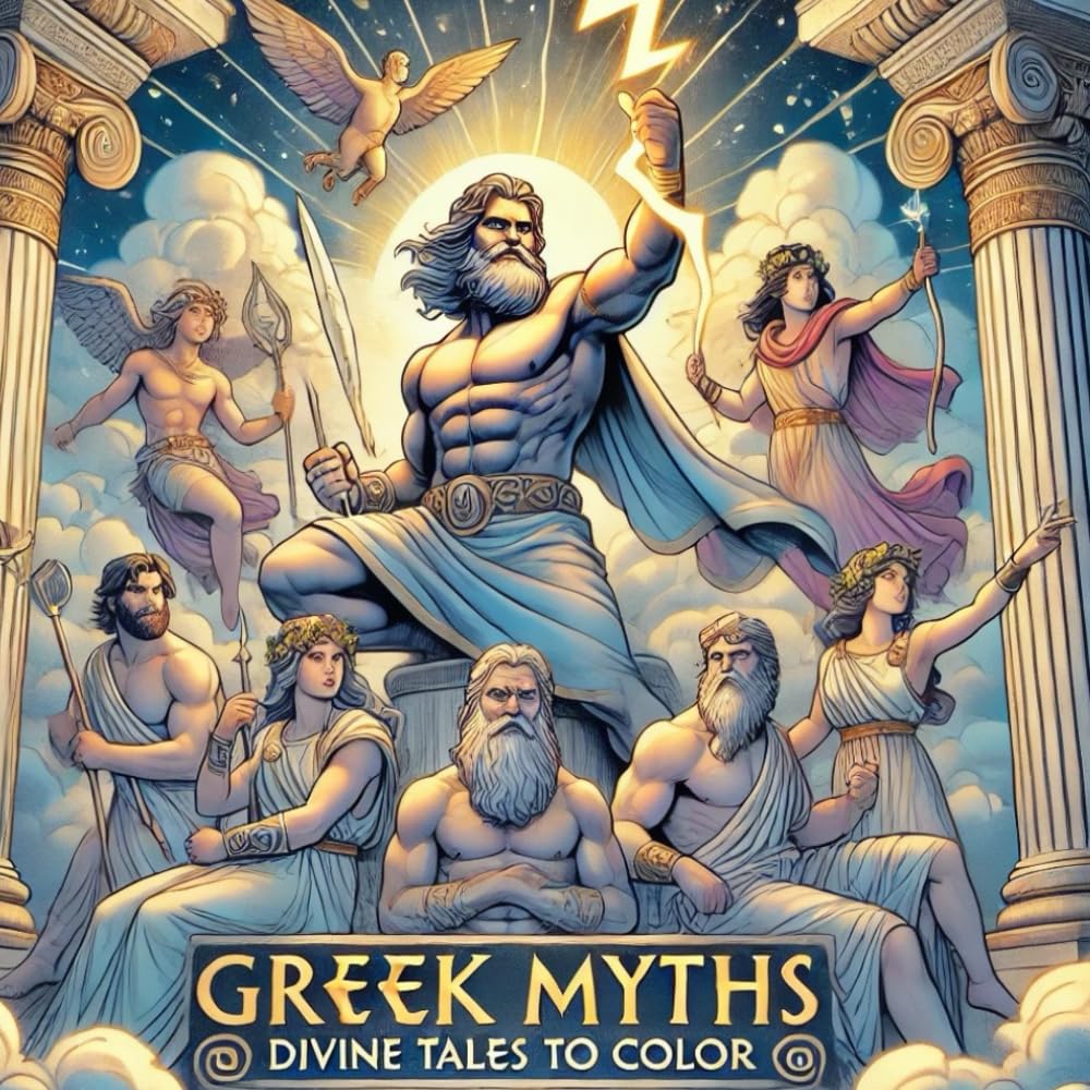 Greek Myths - Divine Tales to Color: Mythical Gods, Heroes, and Monsters to color for Adults and Teens