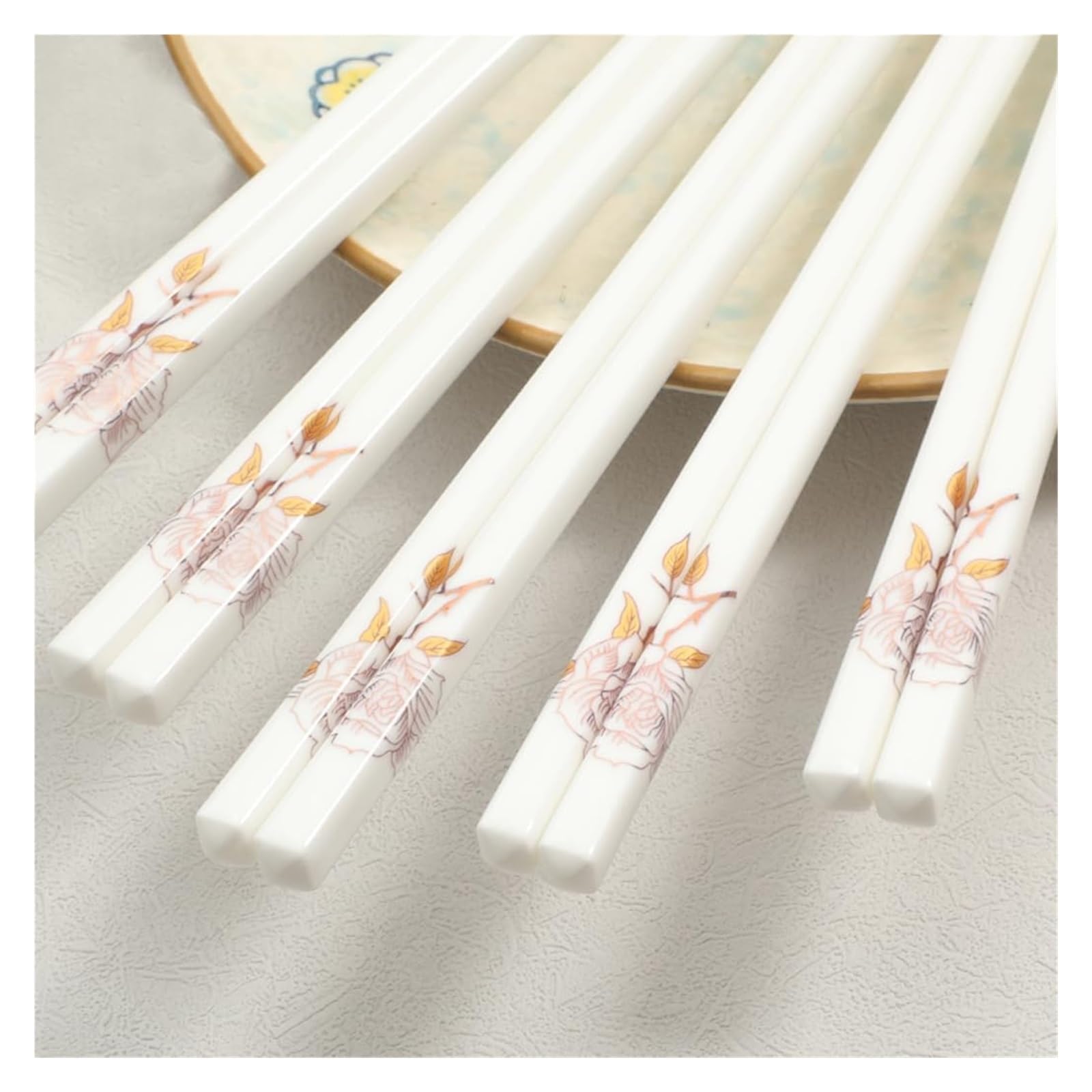 Baguettes en céramique, Coffret cadeau de baguettes réutilisables avec étui, en céramique d'os haute qualité x 10 paires(10 Pairs)