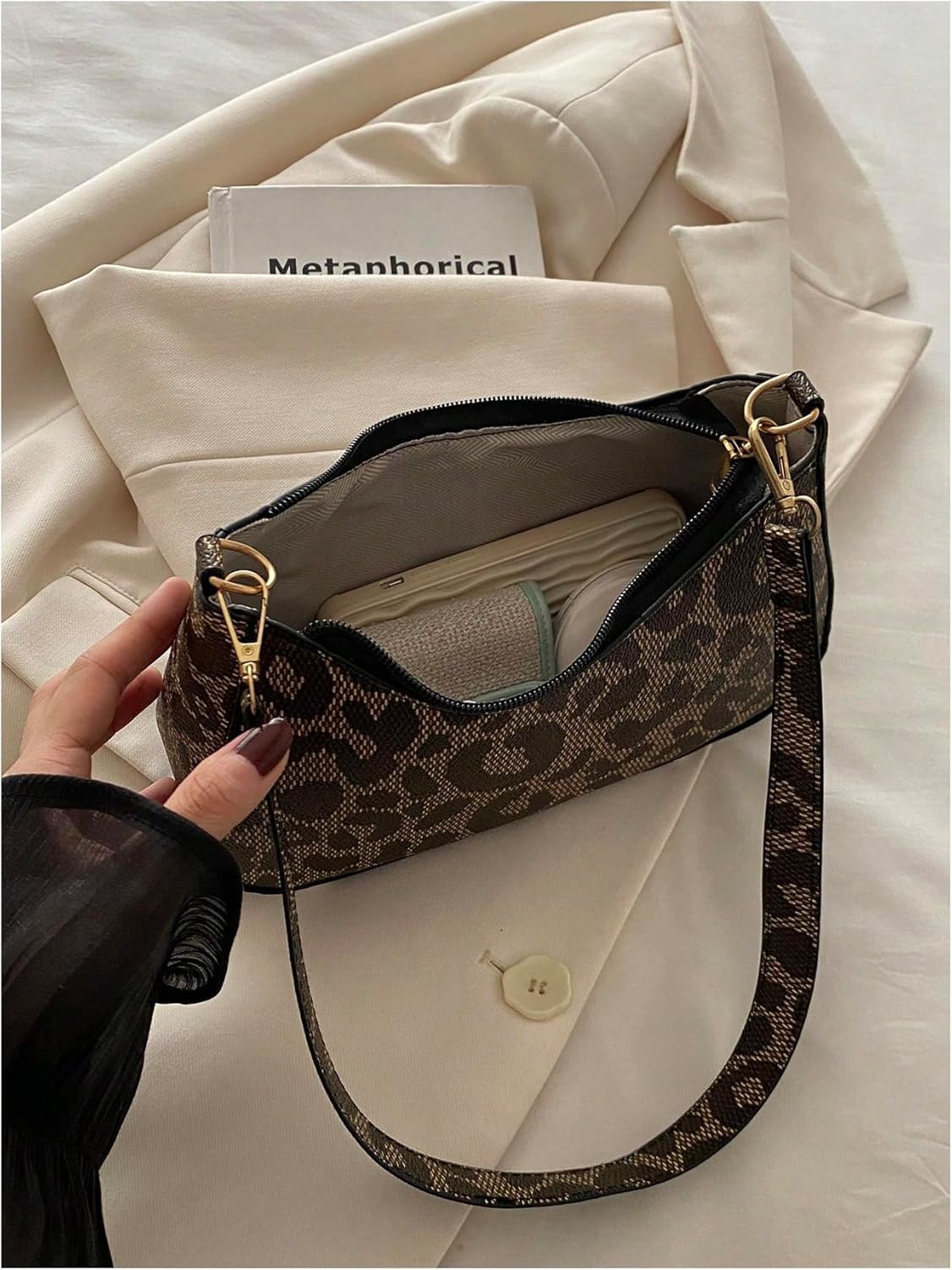 SHENHE Women's Leopard Print Handbag PU Leather Small Clutch Hobo Underarm Purse Shoulder Bag - Image 4