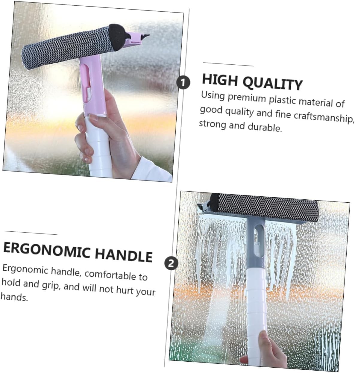 Sohansh 3-in-1 Spray Window Cleaner | Spray, Scrape & Wipe Glass Brush Wiper | Multifunctional Double-Sided Cleaner for Windows, Bathroom Tiles, Tables & Car 2
