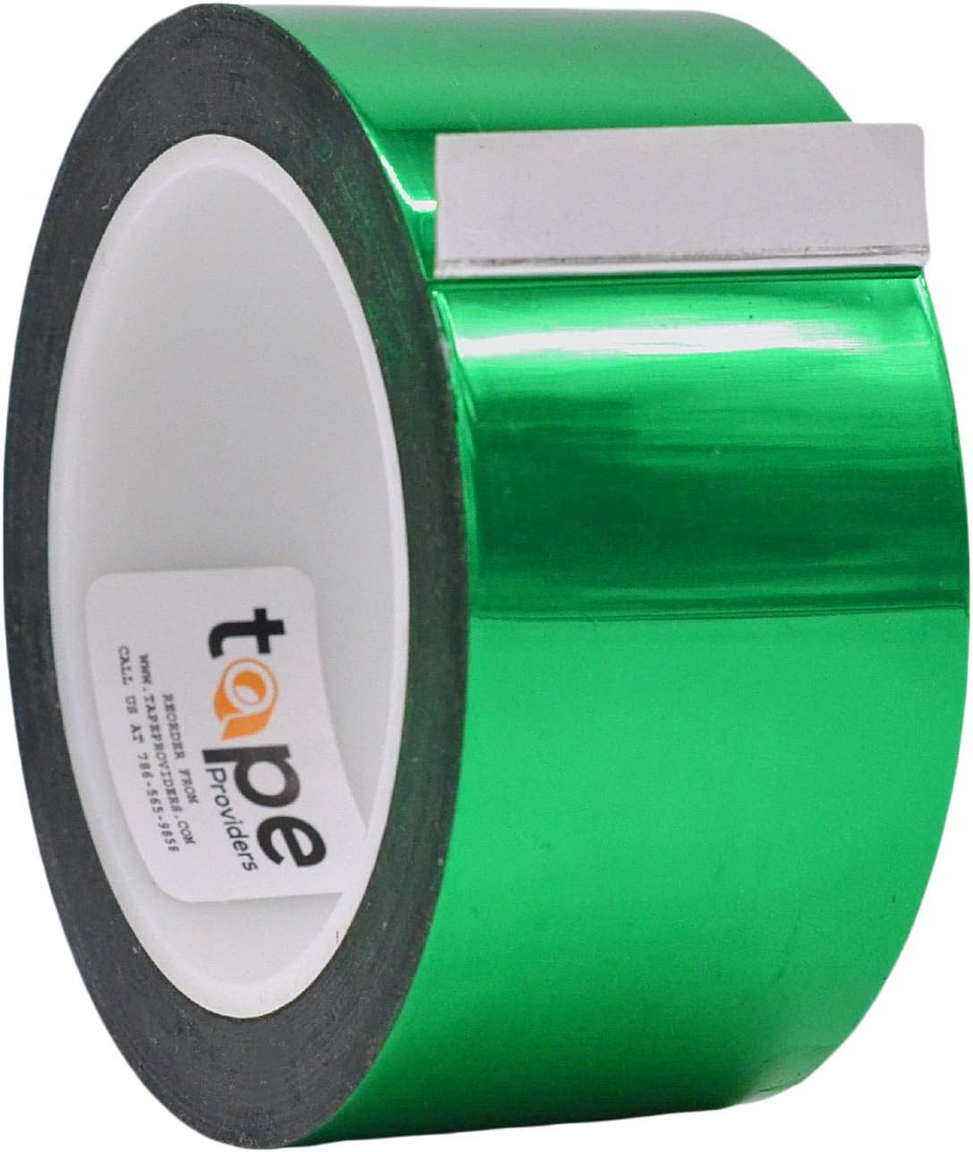 Green metalized polyester Mylar tape with acrylic adhesive, 2" x 72 yds