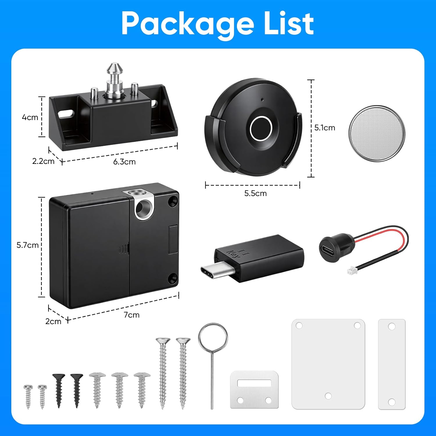 Fingerprint Remote Control Cabinet Lock, Fingerprint Remote Unlocking Within 10m, Hole-Less Lnstallation, Keyless Hidden File Drawer Wardrobe Lock, Lock for Home,Office, Closet Sliding Doors