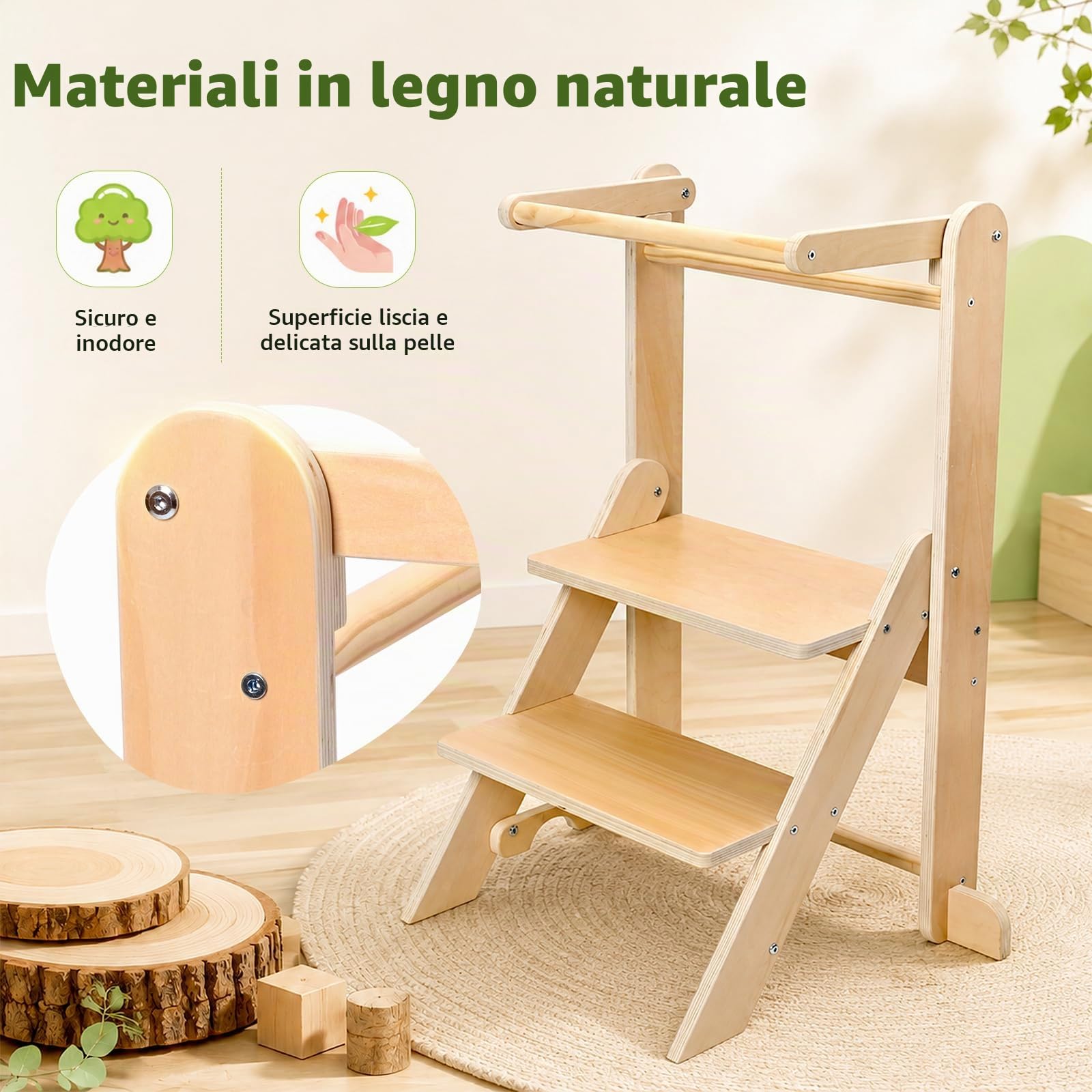torre montessoriana per bambini,scala montessoriana per bambini in legno