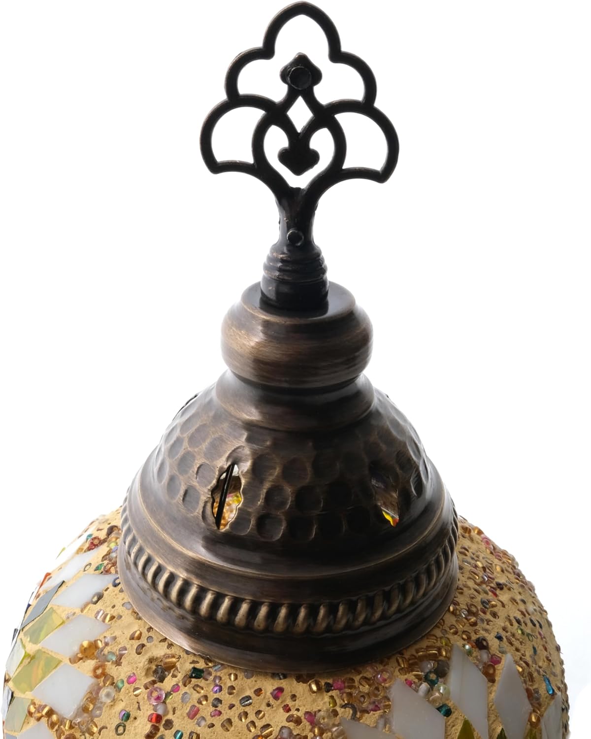 Asylove Turkish Lamp, Mosaic Table Lamp, Home Lighting, Handcrafted Table Lamp, Authentic Moroccan Lamp, 5 inch Globe - Total Dimensions 5 x 5 x 13 İnch (Yellow)