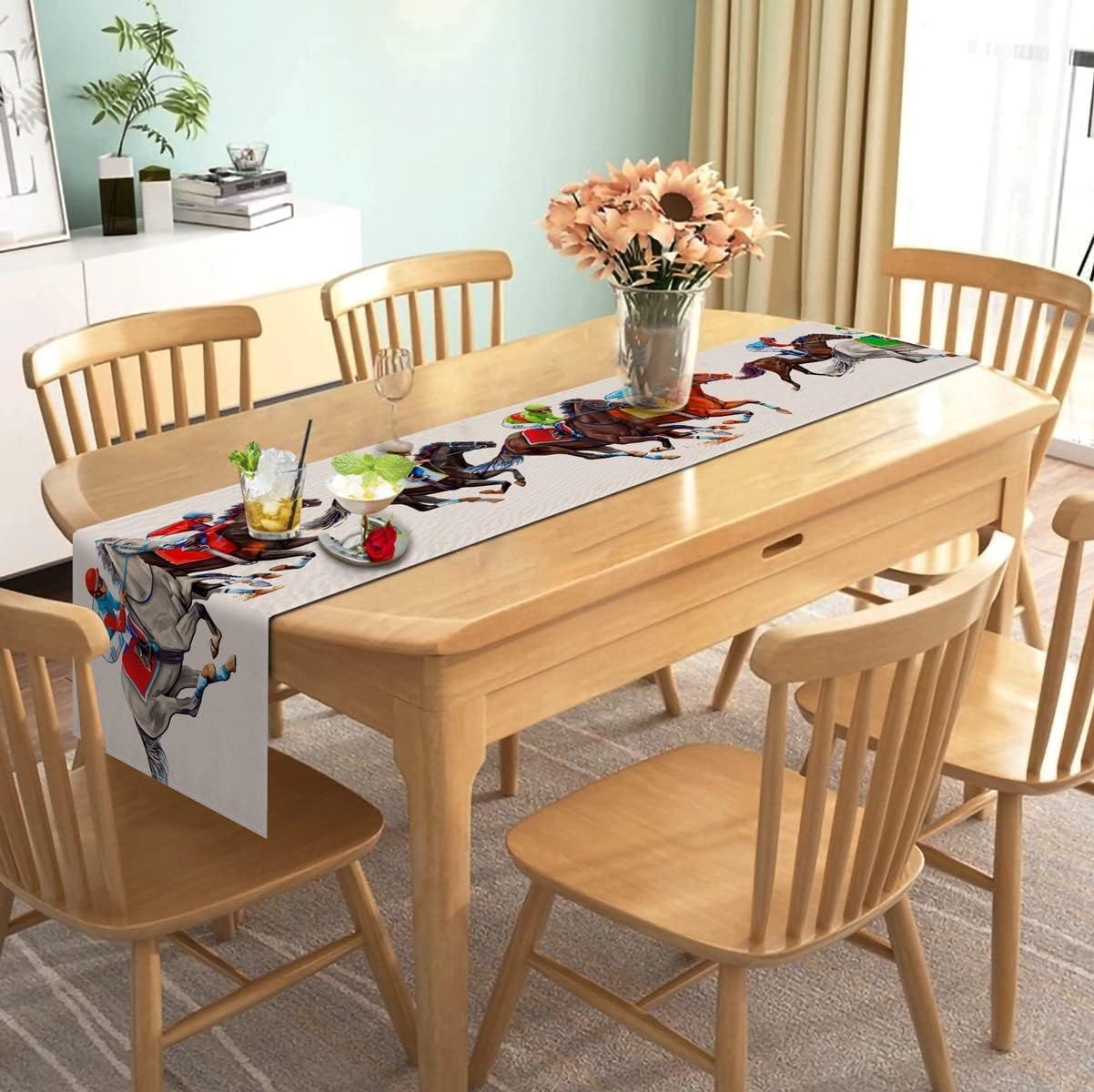 Nepnuser Kentucky Table Runner Horse Racing Derby Party Decoration Rustic Farmhouse Home Dining Room Kitchen Island Decor (13" x 120") image 2