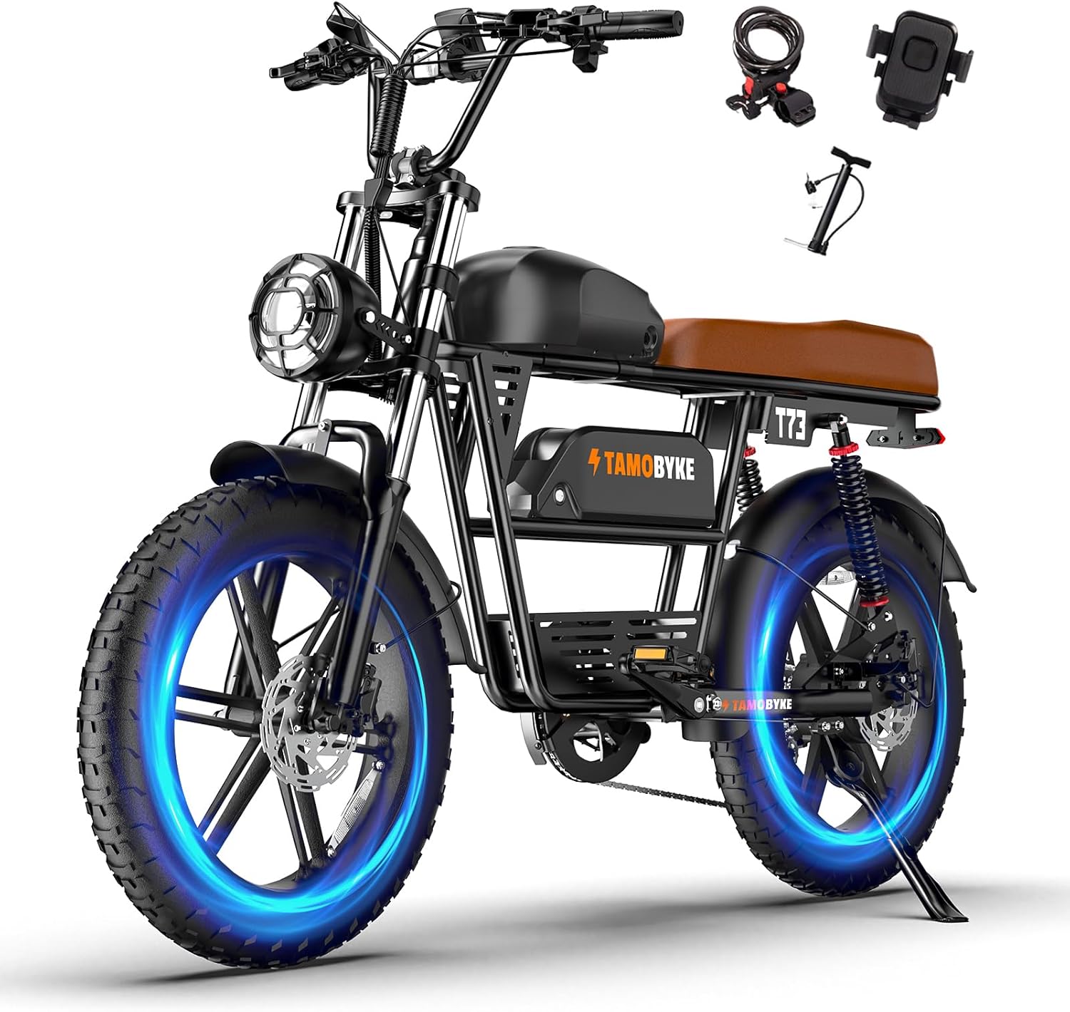 Tamobyke T73 Series Electric Bike for Adults,1000W/1500W/3000W Motor,30/33/37.5MPH 34-120 Miles,48V15.6/41.6 AH Electric Bikes,20 * 4 Fat Tire Ebike Hydraulic Brake Full Suspension Off-Road Riding