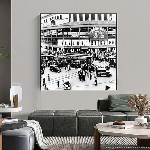 Miniatura 4 de TruriM Wrigley Field - Póster histórico del estadio de béisbol de Chicago Cubs de Chicago, impresión en lienzo, póster decorativo para sala de