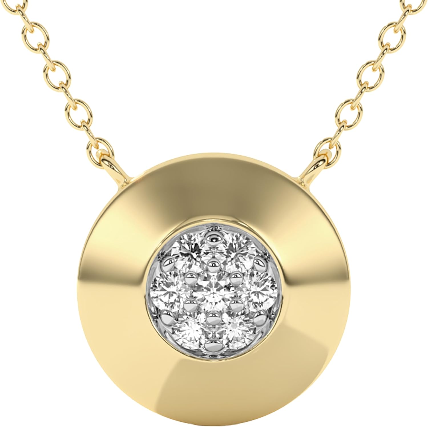 Disc Cluster 1/20 Carat Lab Grown Diamond Necklace for Women, 925 Sterling Silver Necklace with 14K Gold Vermeil, Hypoallergenic 925 Sterling Silver Jewelry for Christmas, Anniversary & Birthday Gift