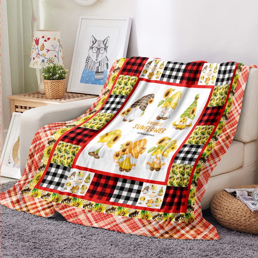 Coperta In Flanella Con Girasoli 150x150 Cm - Morbida E Calda Per Letto, Divano E Cameretta