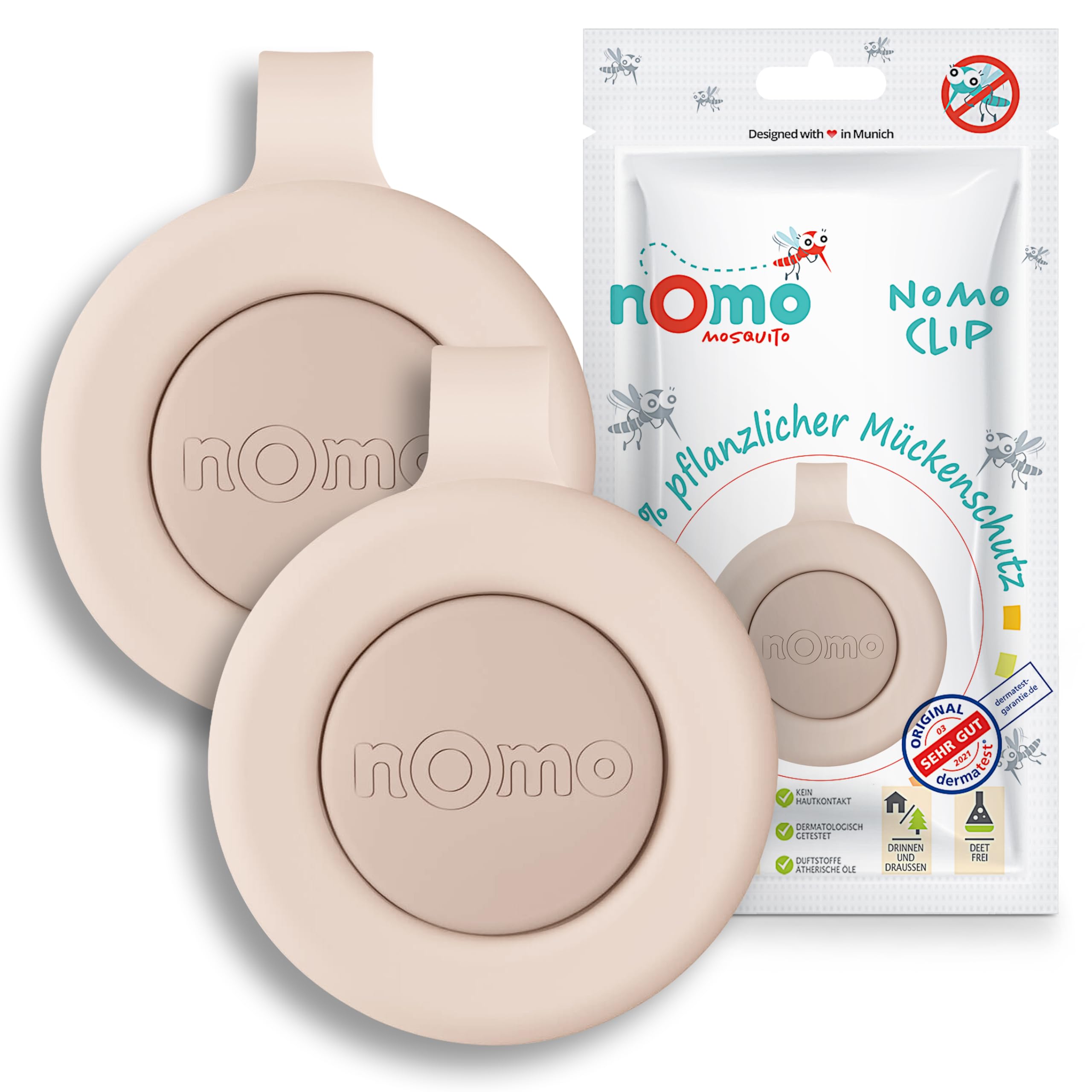 nomo MOSQUITO Anti Mücken Clip • Rein pflanzlicher Mückenschutz für Baby & Kinder • Insektenschutz Clip gegen Mücken, Moskito & Insekten • 30 Tage Wirkung • BPA-frei & ohne DEET