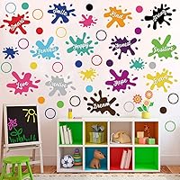 Vista 4 de Supzone Calcomanía de pared de pintura colorida, citas inspiradoras, calcomanías de pared con salpicaduras de tinta, calcomanía de pared de acuarela