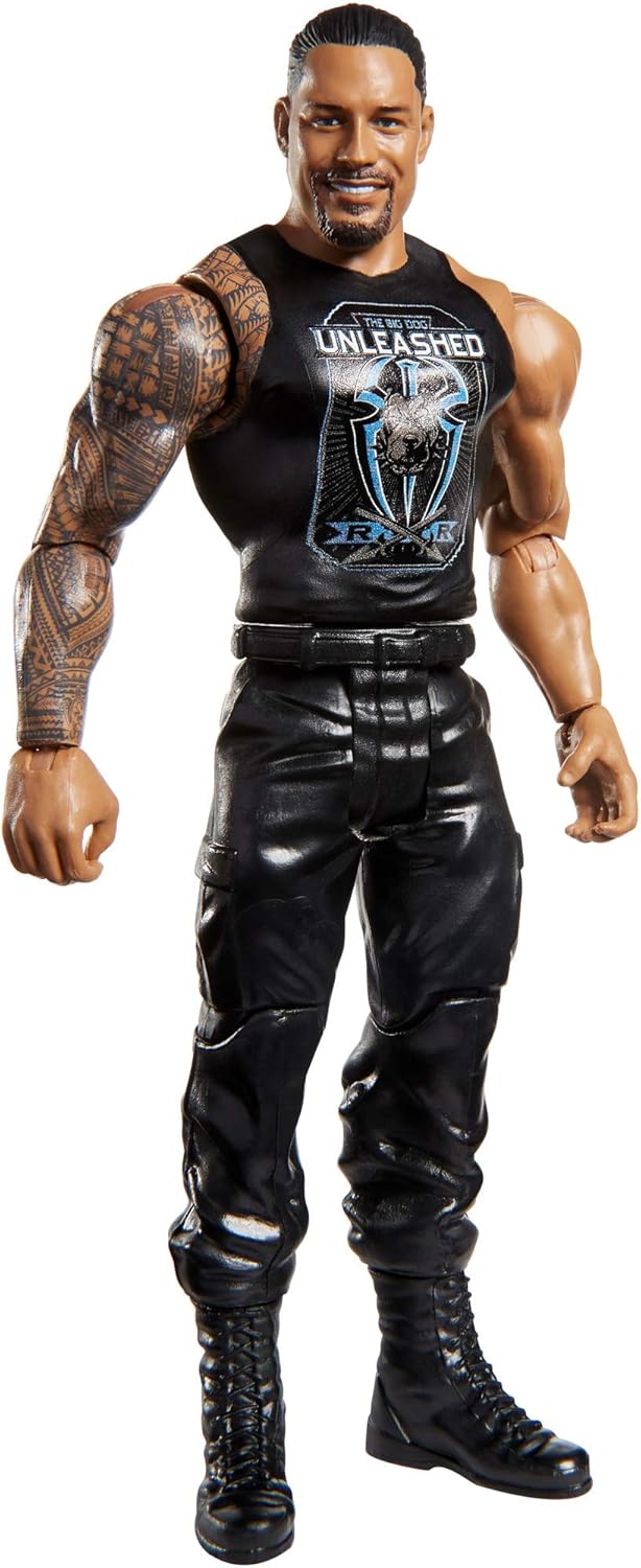 WWE Mattel Roman Reigns Basic Series #105 Action Figure in 6-inch Scale with Articulation & Ring Gear, Multi (GKT07)