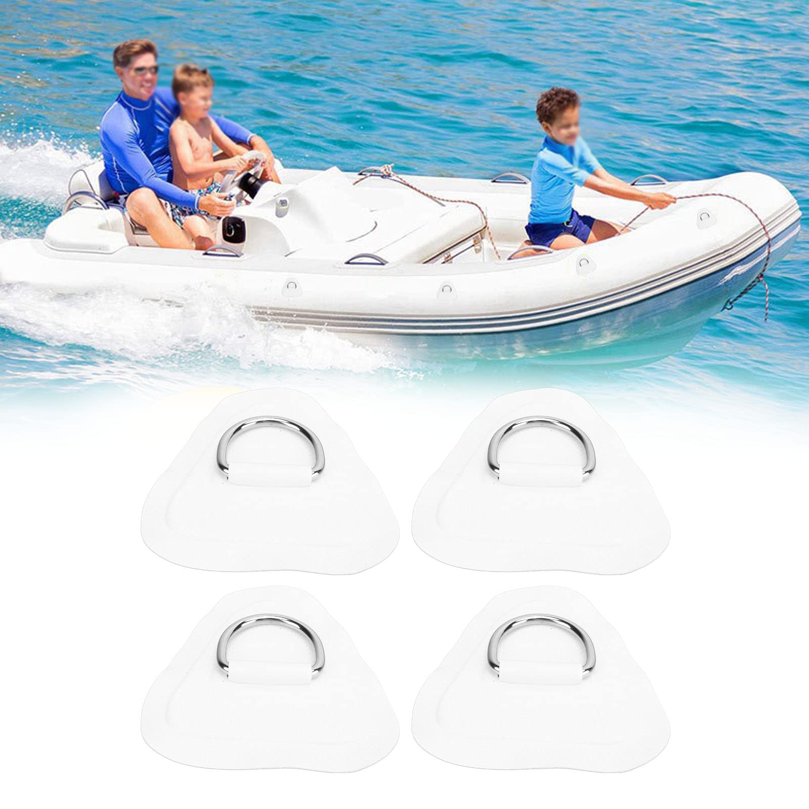 PATIKIL 6 Pcs Stainless Steel D-Ring PVC Patches For Inflatable Boats, Paddle Boards, Kayaks - Yellow