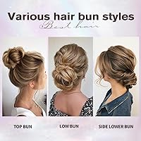 Vista 8 de isheeny Moño de Cabello Humano 100%, Moño Desordenado Pieza de Cabello Extensiones de Cabello Humano Real Moño de Cabello Rizado Natural Piezas