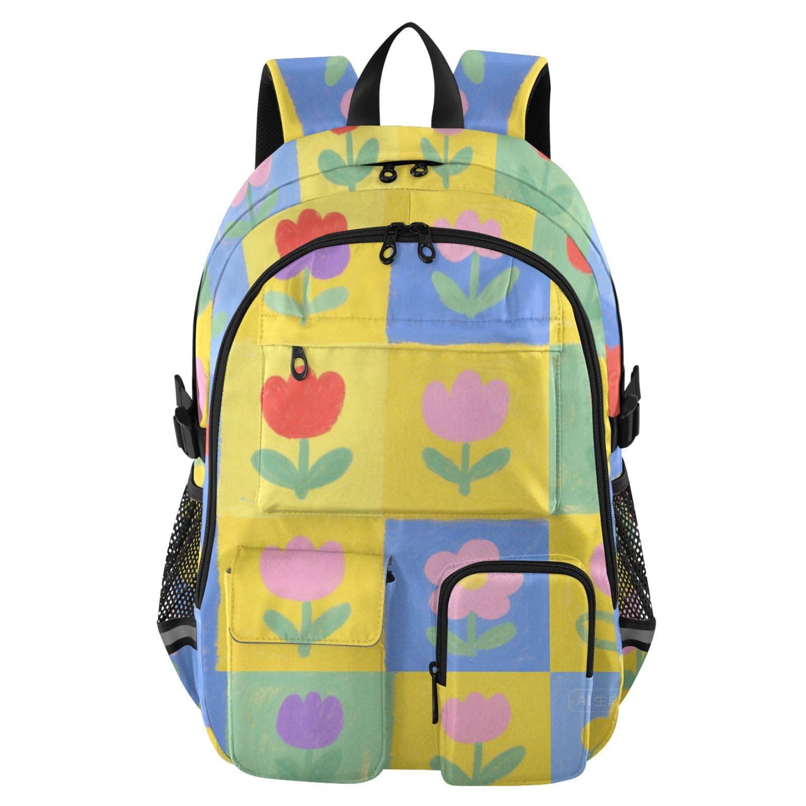 Mochilas de viaje florales con compartimentos amplios para estudiantes 8