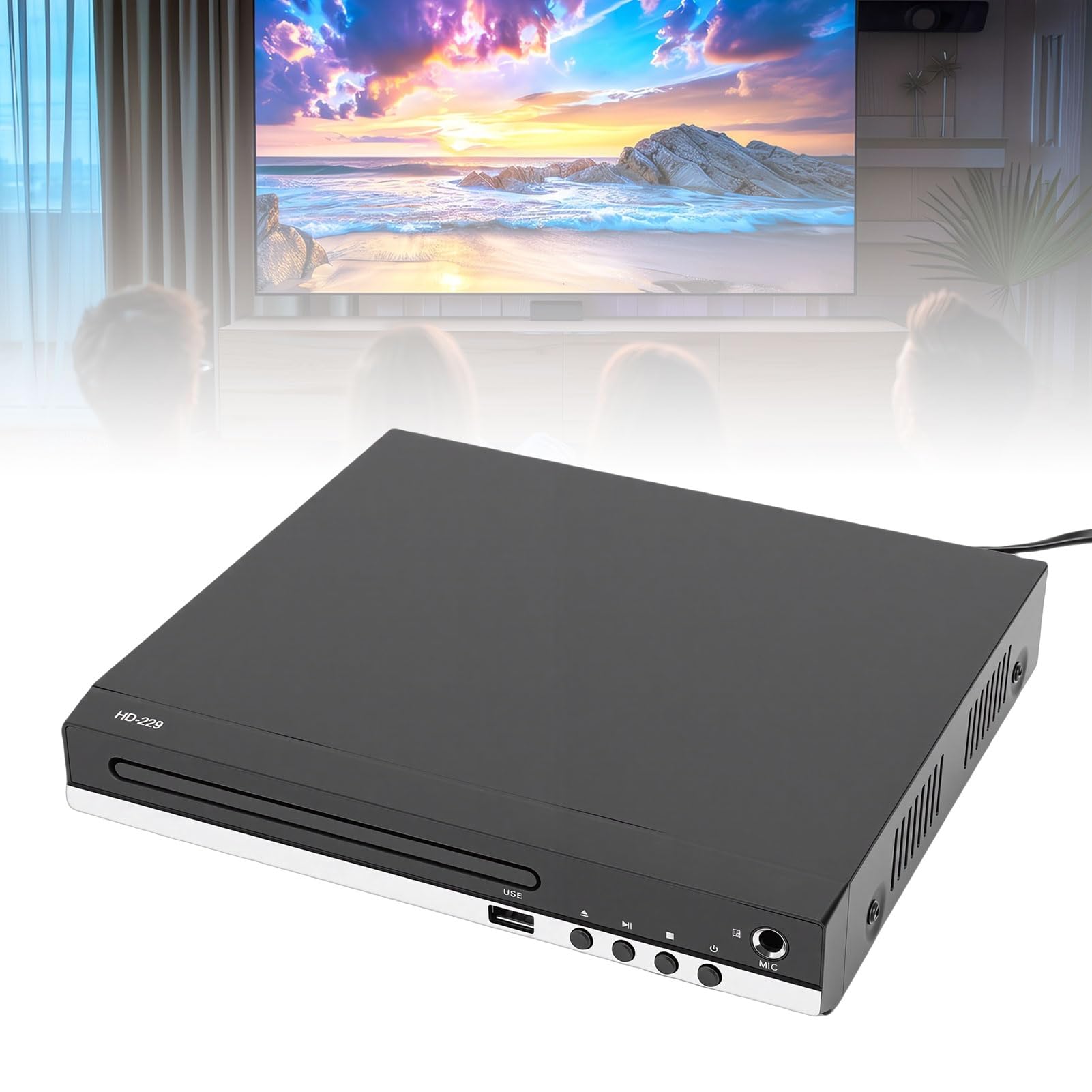 Lecteur DVD Yanmis, Lecteur DVD CD Multizone Dézoné pour TV avec Résolution HD 1080P, Port USB, Sortie, Télécommande, Compatible avec Toutes les Régions 1-6, Différents Formats de Disque (Prise GB)
